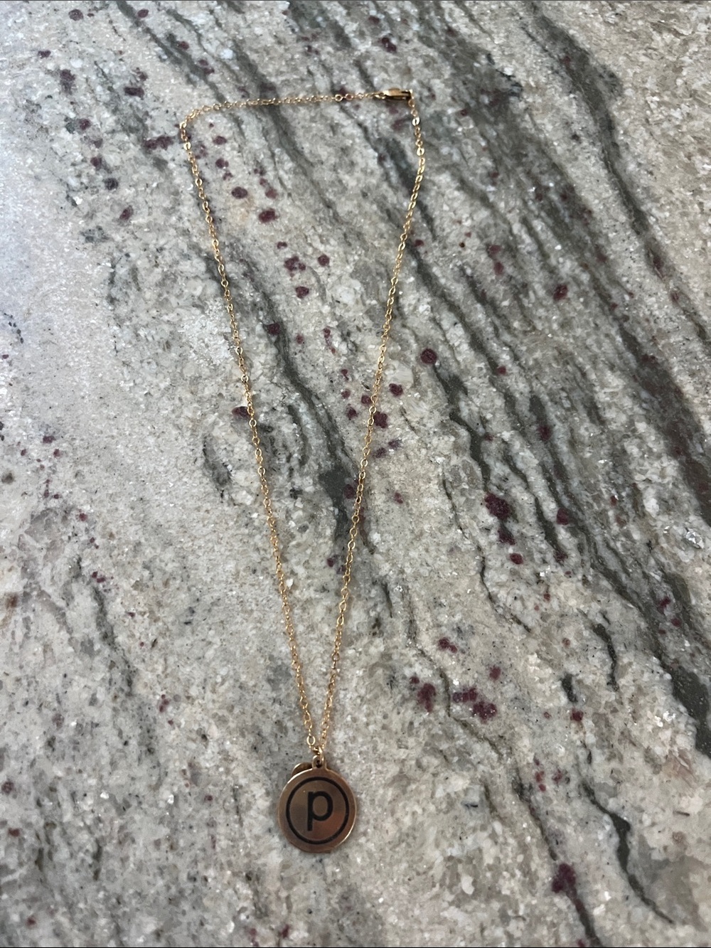 Pure Barre logo necklace with G initial pendant